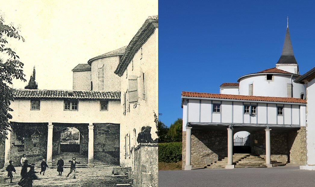Le bourg de Guiche au début du XXe siècle et aujourd'hui